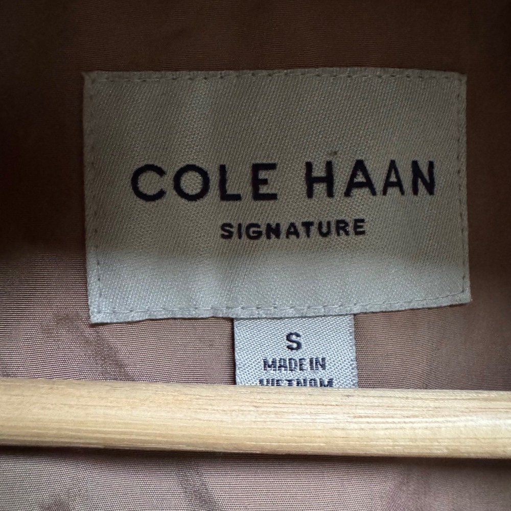 Cole Haan Women Hooded Trench Rain Coat Jacket S Travel Iridescent Utility Artsy - Picture 11 of 15